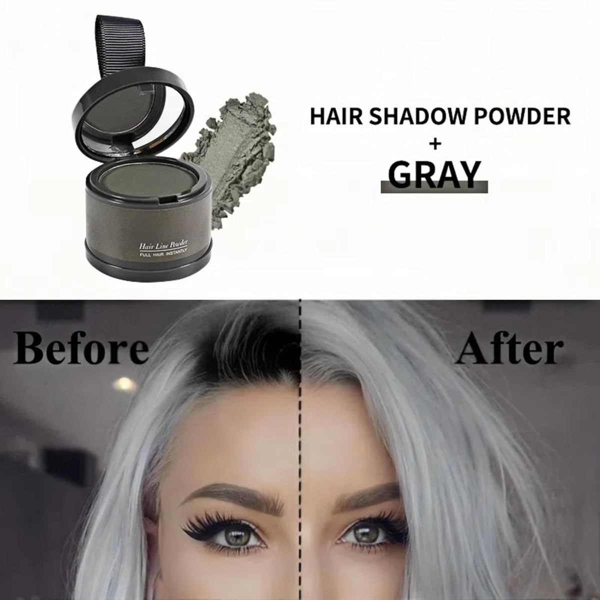 Hairline Gray Root Touch-Up Powder - Instantly Color Shadow Cover, Thin Hair Concealer, Hair Root