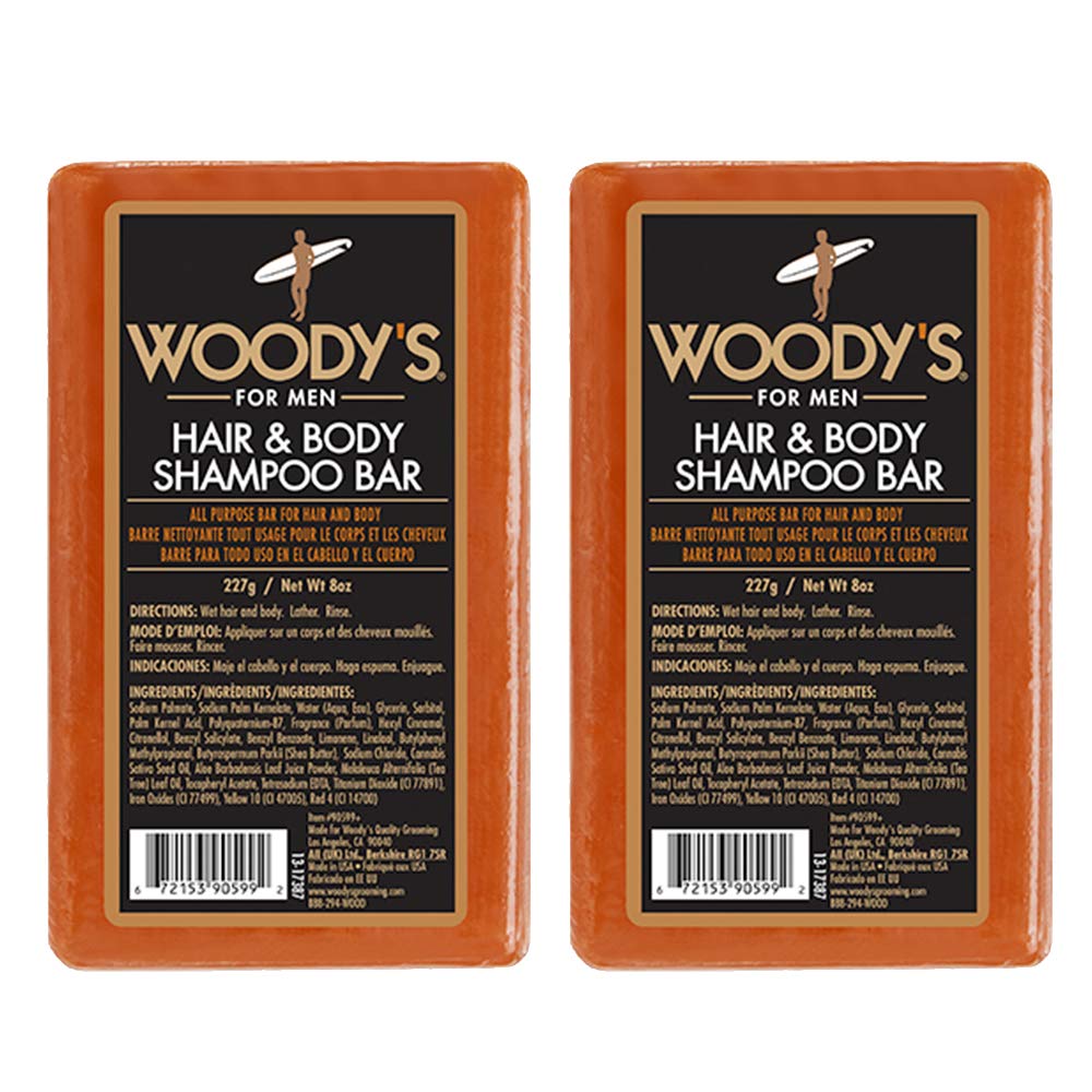 Woody's Hair & Body Shampoo Bar for Men – 2-in-1 Solid Shampoo Bar & Body Wash, Deep Cleansing