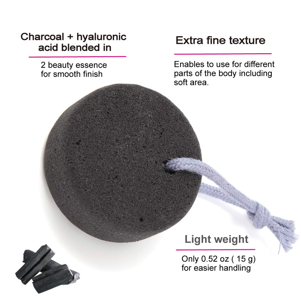 Pumice Stone for Feet, Body, Hands [Made in Japan] Silk or Charcoal Plus Hyaluronic Acid Essence