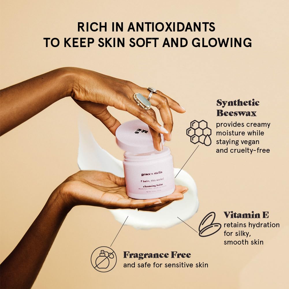 grace & stella Cleansing Balm - Oil-Based Makeup Remover - Gentle & Moisturizing Facial Cleanser