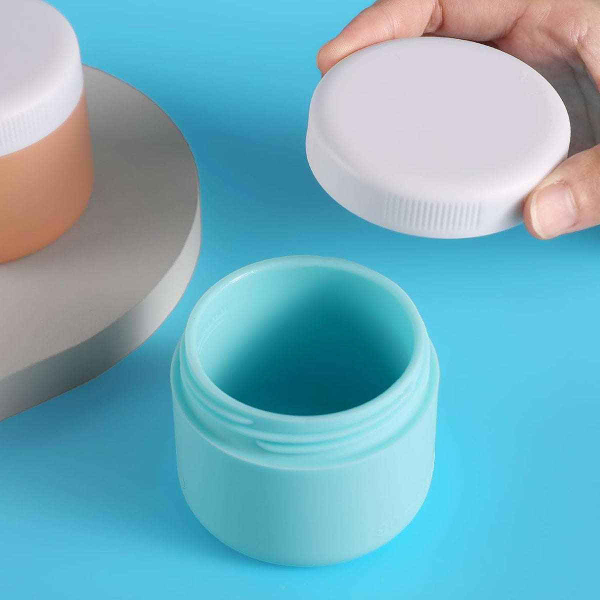 Travel Containers for Toiletries, Silicone Cream Jars BPA-Free, Leak-proof 3oz Travel Size