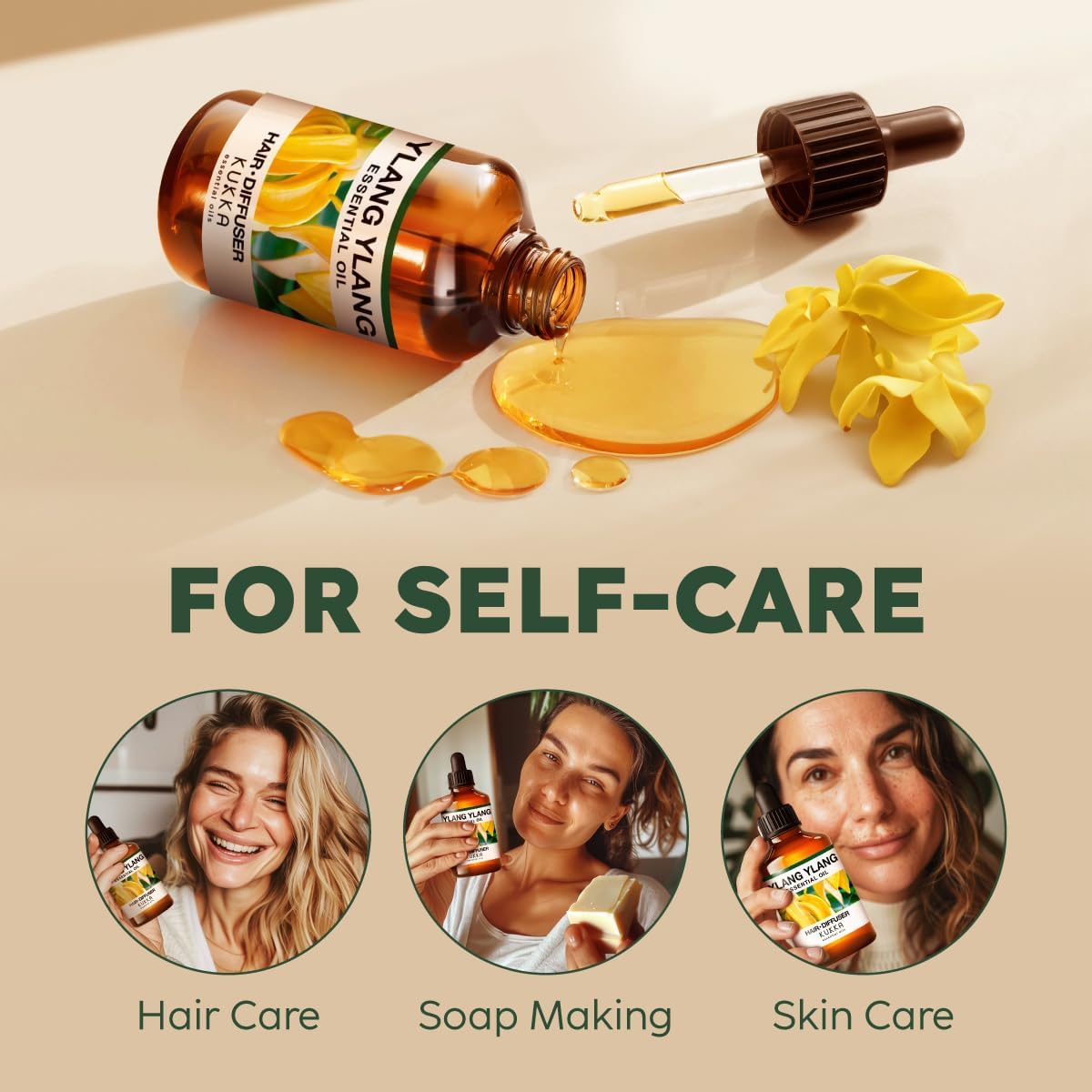 Kukka Ylang-Ylang Essential Oil for Diffuser & Skin - 4 Fl Oz - Ylang Ylang Oil - Boasting a Long