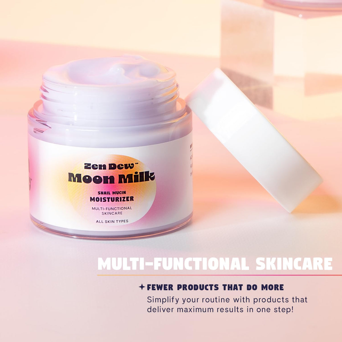 Moon Milk Snail Mucin Moisturizer Gel Cream 3.52 Oz - Blue Light Skin Defense - Korean Snail Mucin