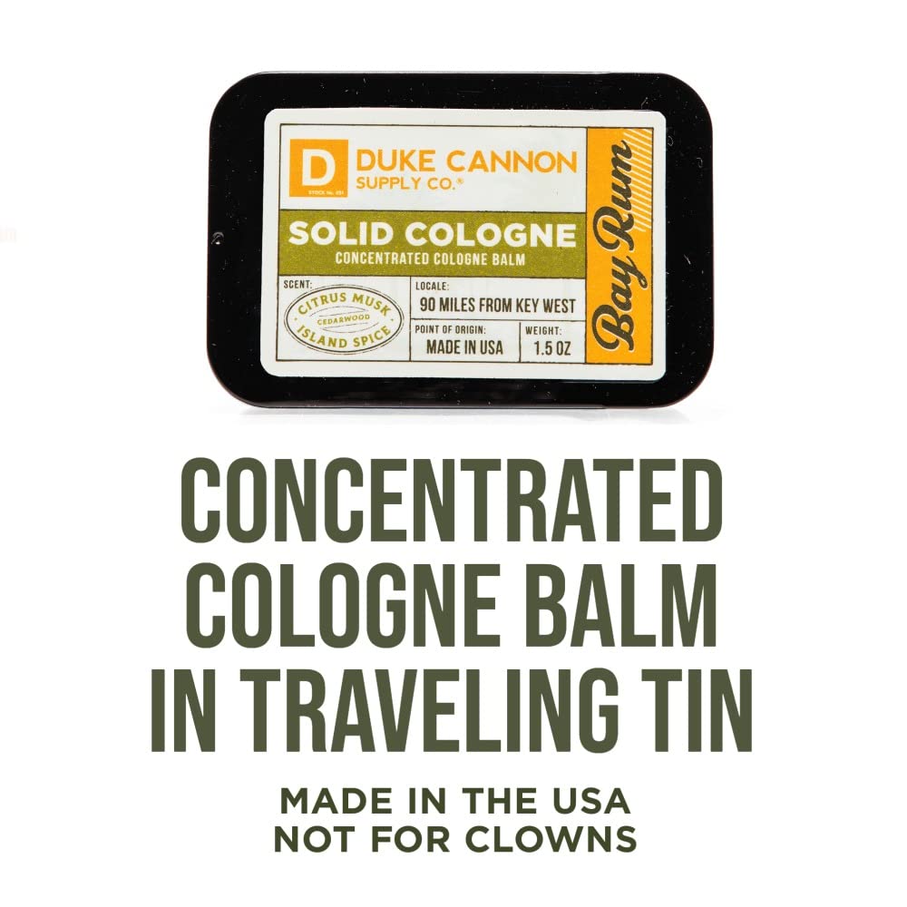 Duke Cannon Supply Co. Solid Cologne for Men Bay Rum (Citrus Musk, Cedarwood, Island Spice)