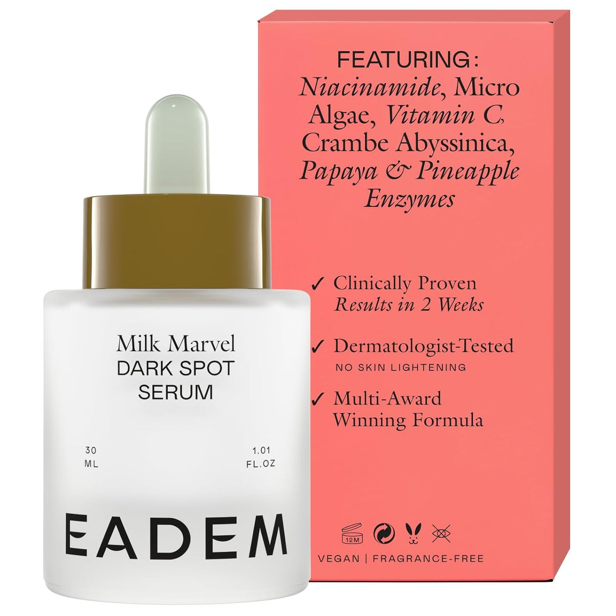EADEM Milk Marvel Dark Spot Serum, Vitamin C Face Serum Infused with Niacinamide, Dark Spot Remover