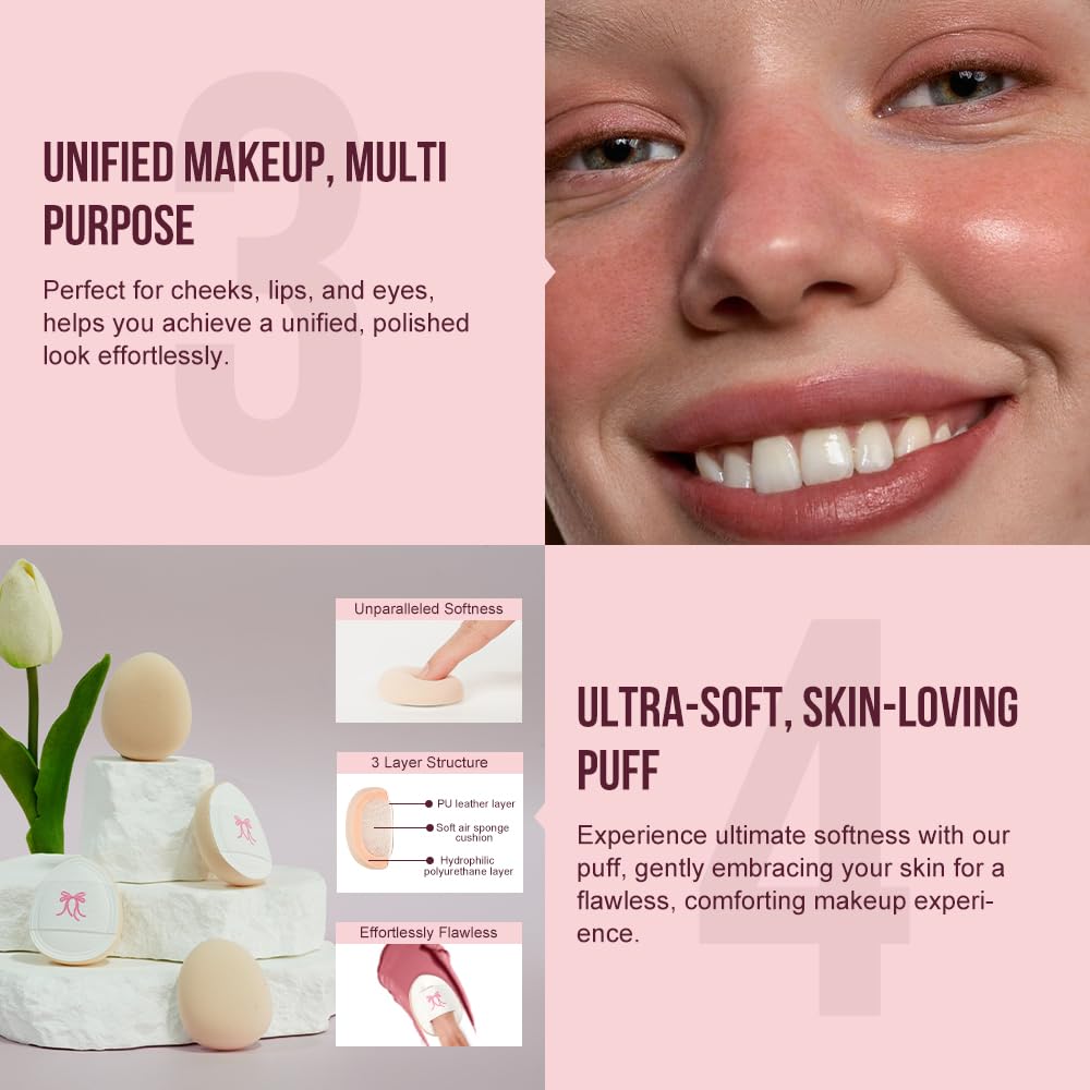 Multi-Use Makeup Cream Blush Stick, Unidollss 3-in-1 Buildable Powder Blush Stick for Cheeks, Eyes