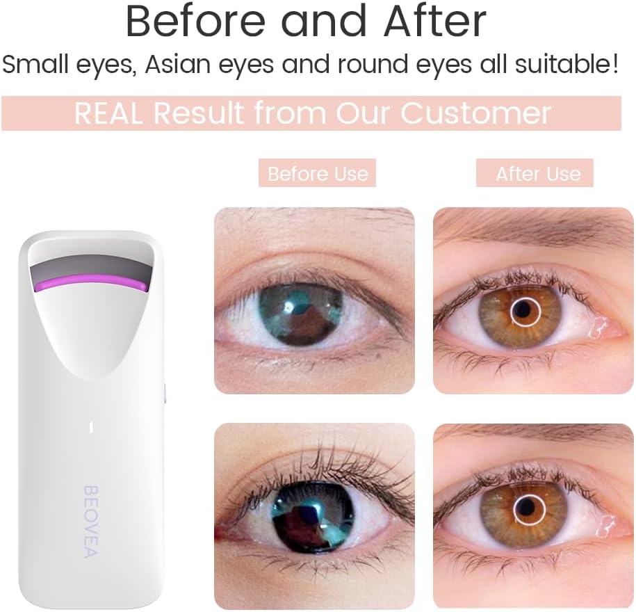 Heated Eyelash Curler – Fast 8-Second Heat for Long-Lasting Curls – Portable Rechargeable Heated