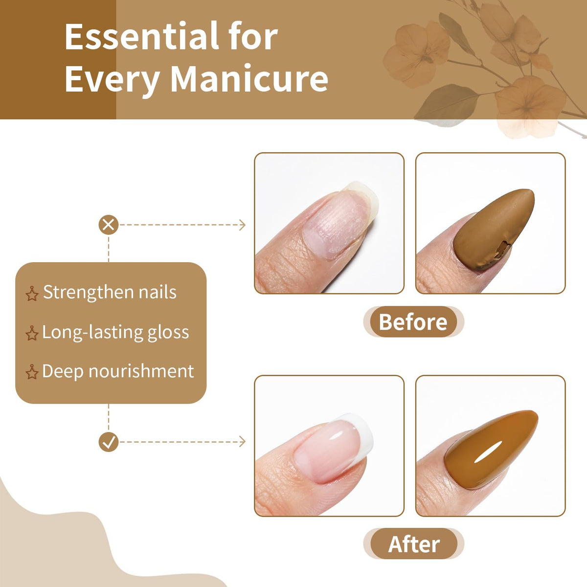 Base and Top Coat Nail Polish Quick Dry,16.5ml Large capacity Basic Nail Polish Set Air Dry Fast