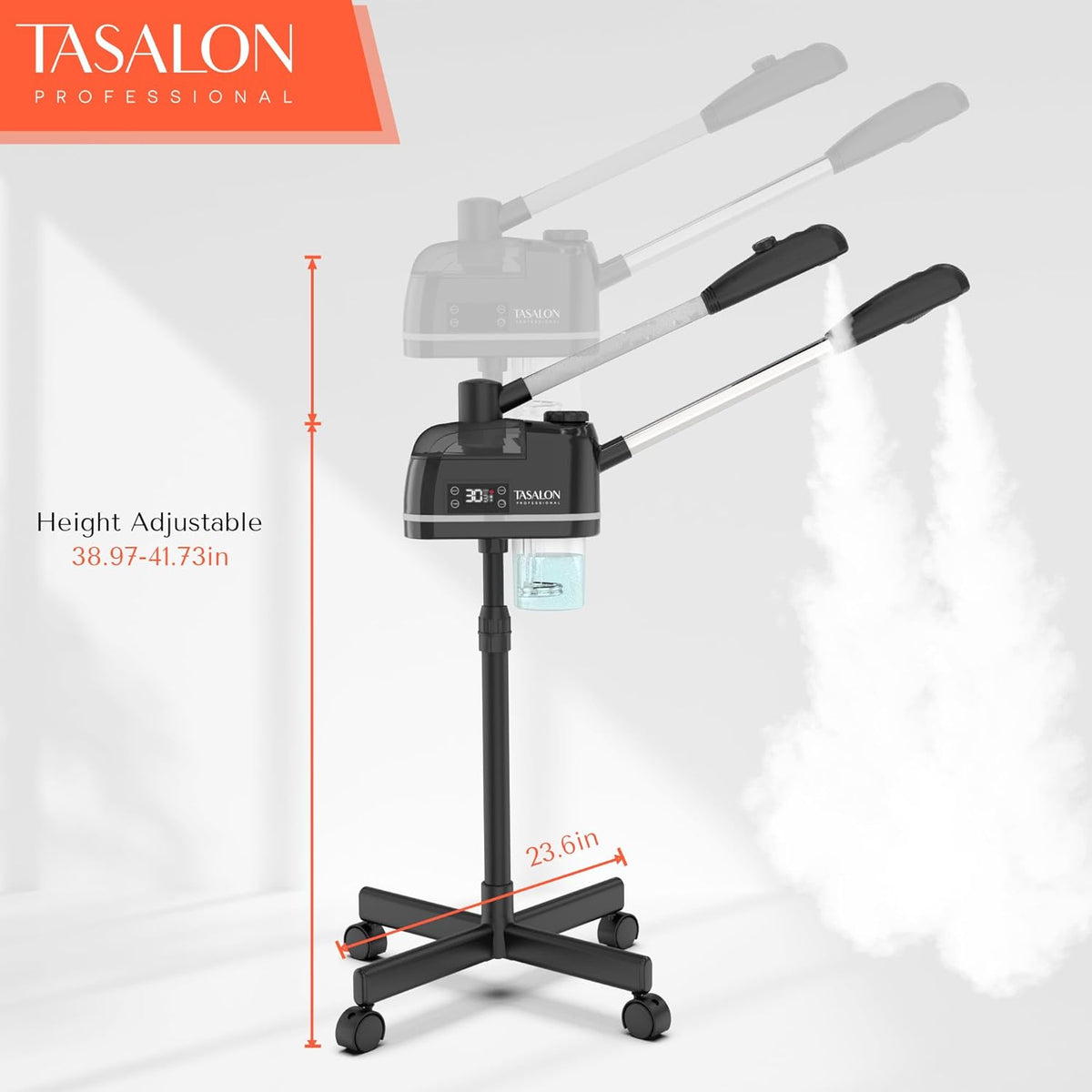 TASALON 2 in 1 Professional Facial Steamer on Wheels -with Ozone and Hot & Cold Mist, Ionic Facial