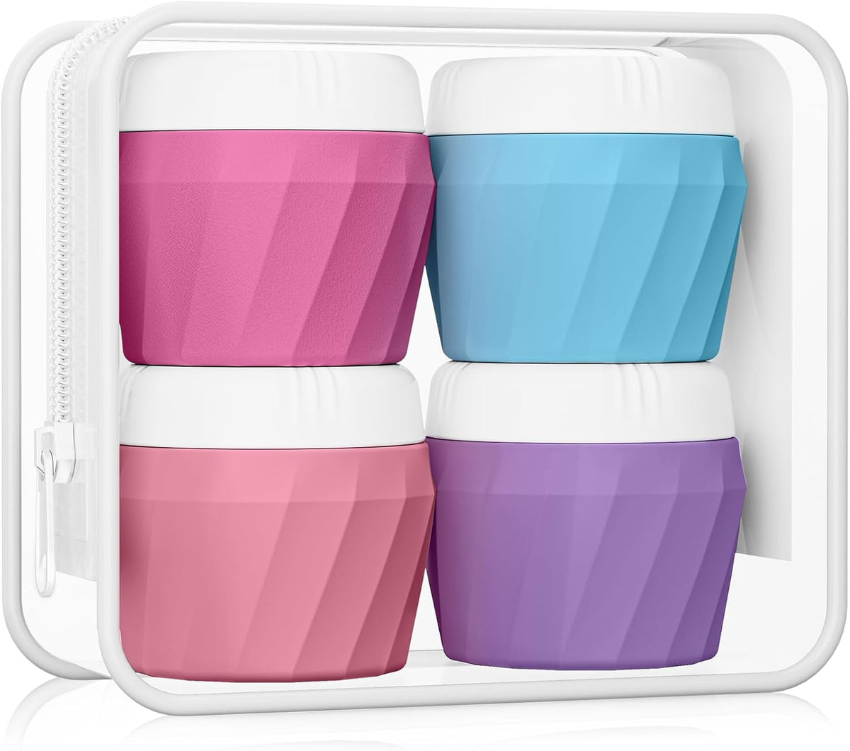 Travel Containers for Toiletries, Premium Silicone Cosmetic Cream Jars, TSA Approved Leak-Proof