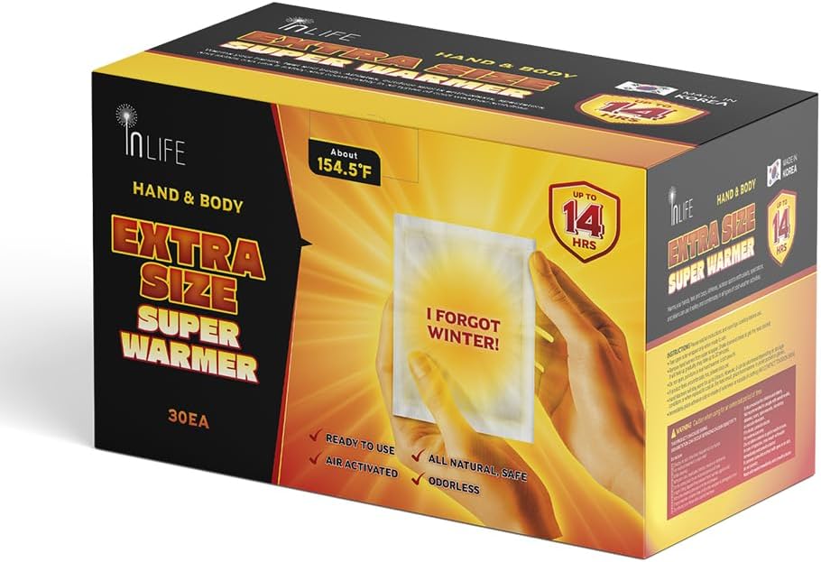 InLife Extra Size Super Warmer for Hands and Body, All Natural & Safe, Bigger & Wider Area Covered