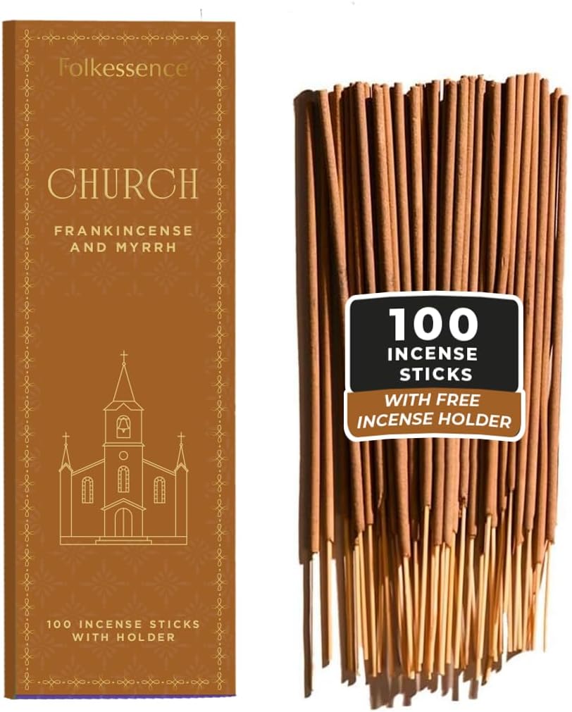 Folkulture Church Incense Sticks | Set of 100 Insence-Sticks with Holder for Relaxation |