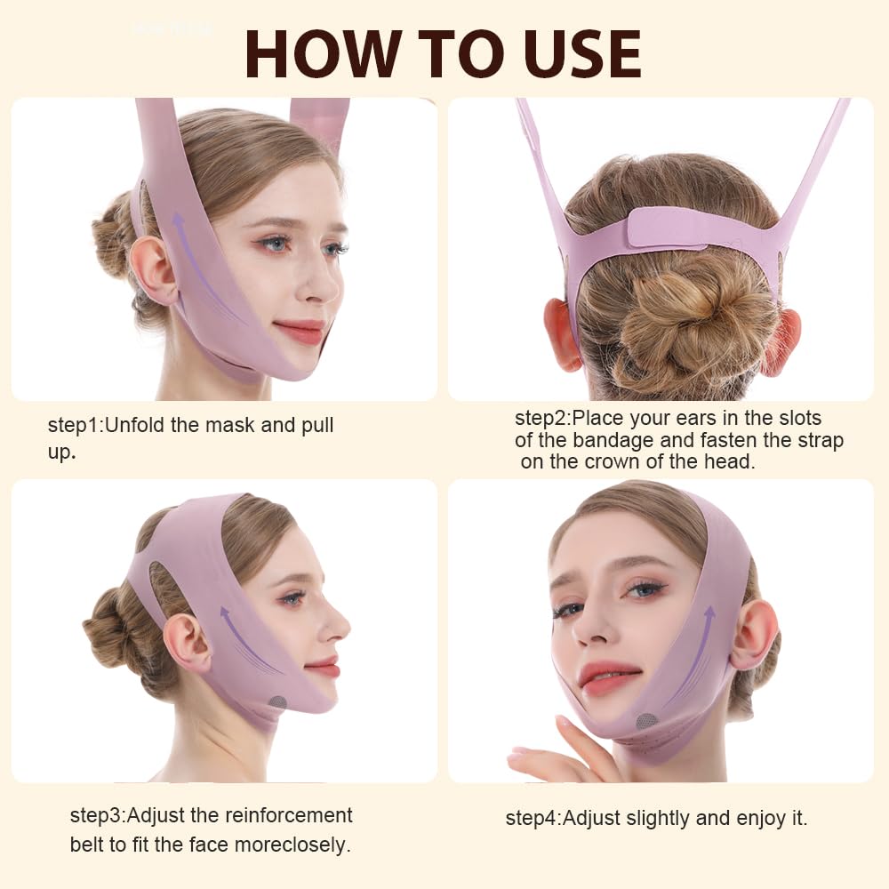 V-Line Lifting Mask & Chin Strap for Sleeping, Reusable Double Chin Reducer, Jaw Exerciser, Face
