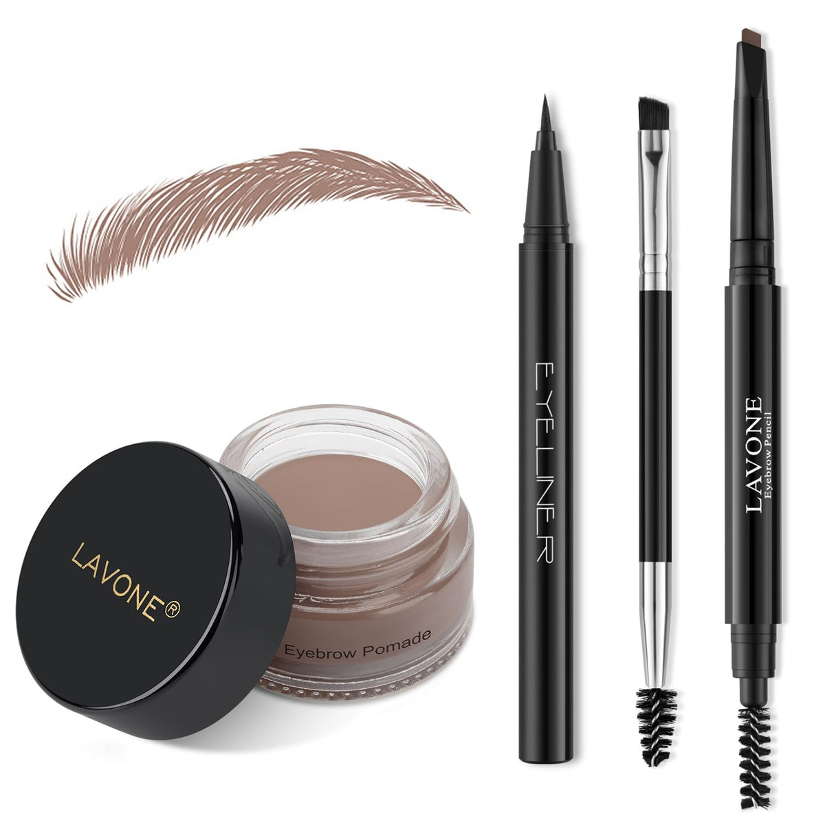 LAVONE Eyebrow Stamp Pencil Kit for Eyebrows Makeup, with Waterproof Eyebrow Pencil, Eyeliner