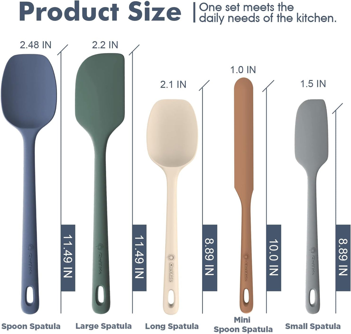 5 Pieces Silicone Spatula Set, Food Grade Rubber Spatula, Upgrade Strong Handle with Ergonomic