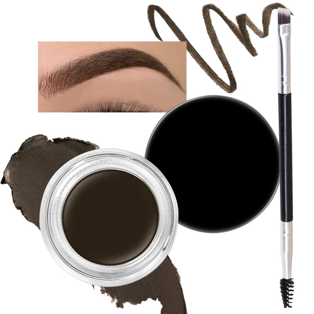 evpct Ebony Eyebrow Powder Pomade Gel Shaper Makeup Kit with Dual-ended Brush, Eyebrow Stencils Kit
