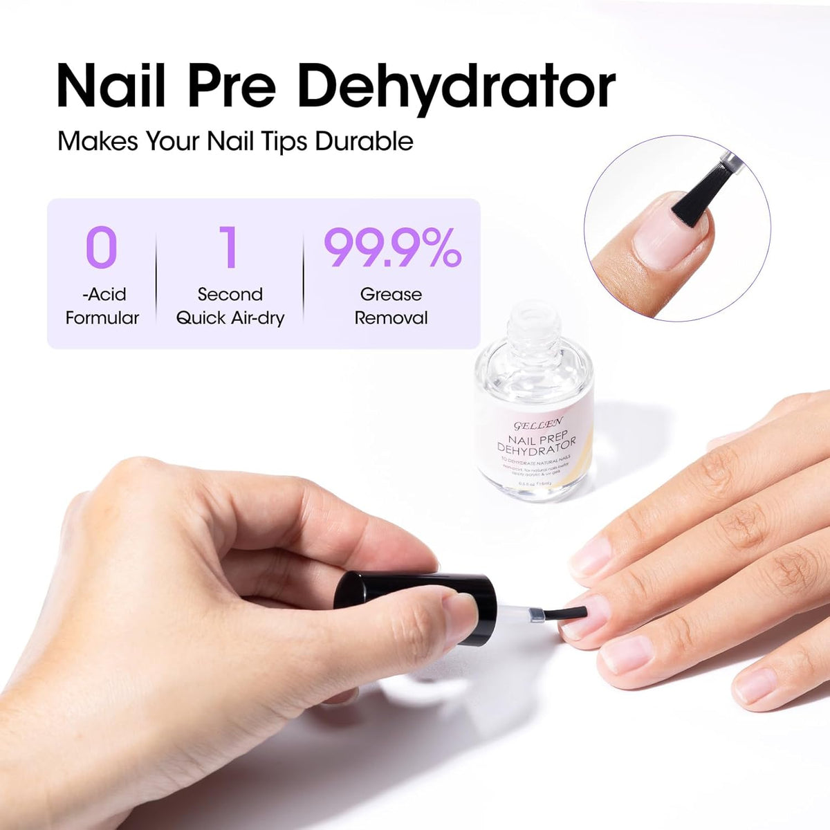 Gellen Gel Nail Glue and Nail Dehydrator, 15ml Nail Gel Glue for False Nail Tips and Clear Press on