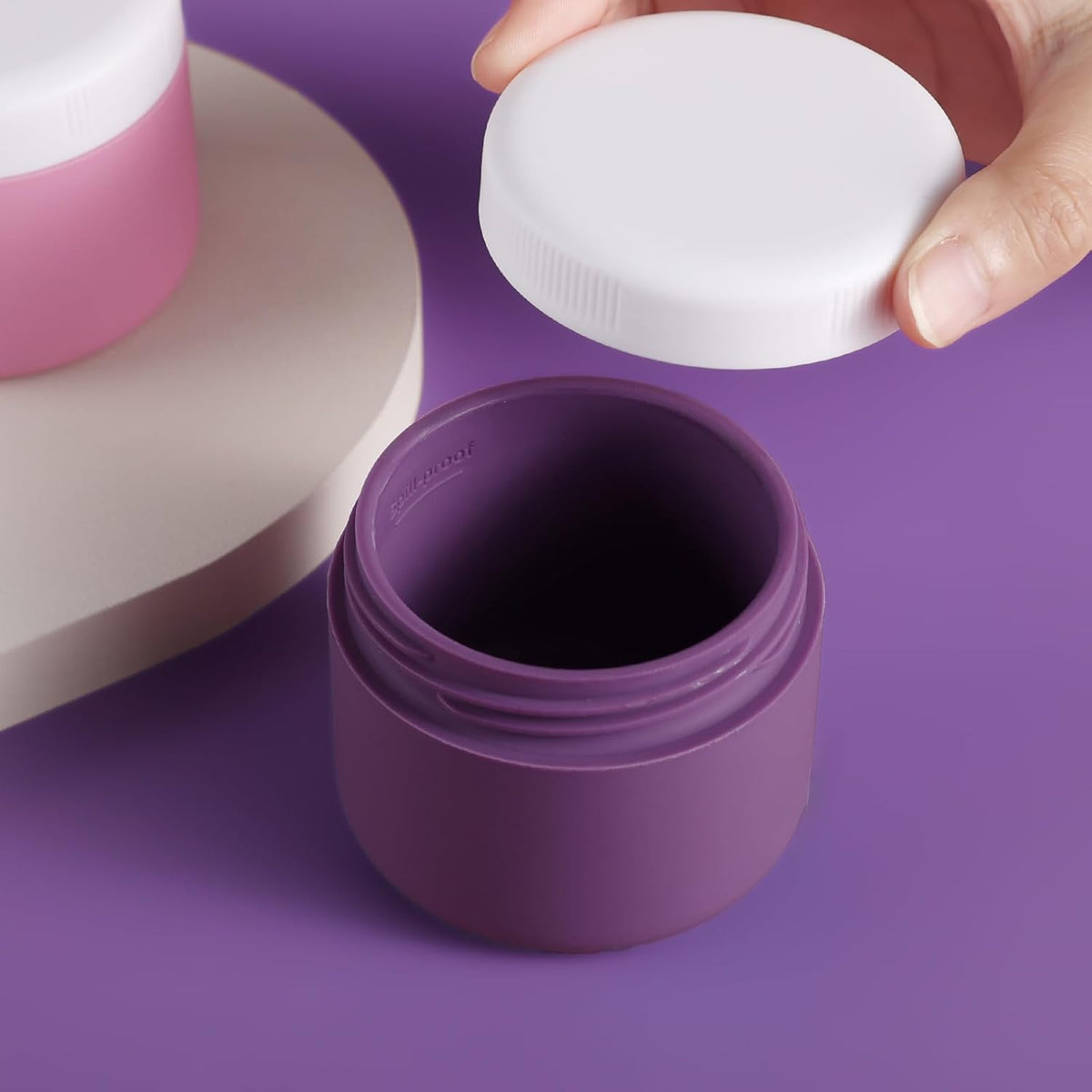Travel Containers for Toiletries, Silicone Cream Jars BPA-Free, Leak-proof 3oz Travel Size