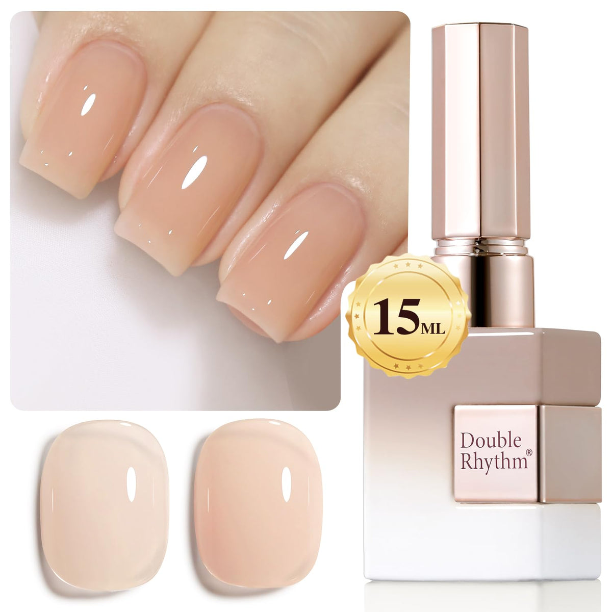 Double Rhythm 0.5Oz Translucent Gel Polish Sheer Neutral Natural Light Milky Same Color Same Bottle