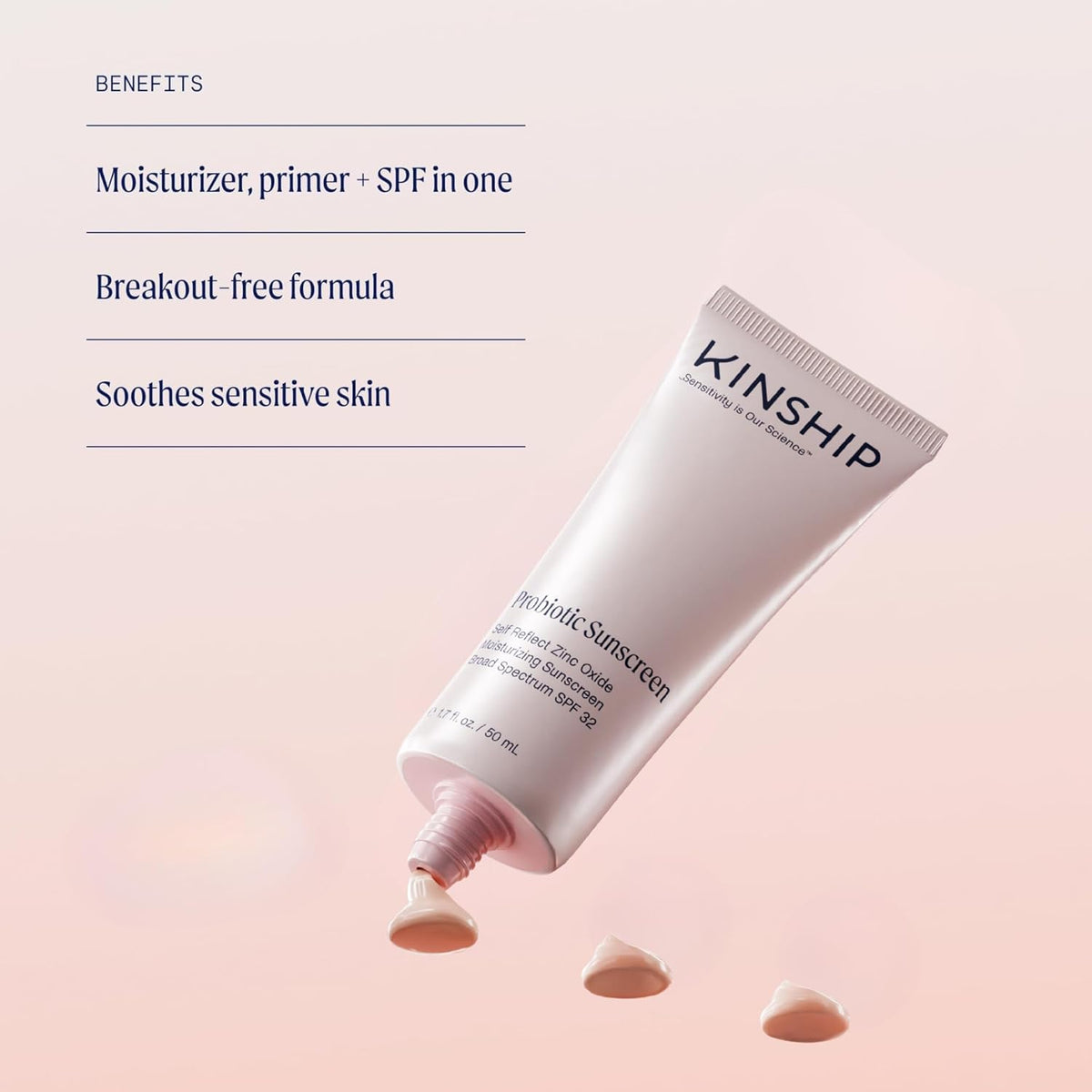 Kinship Zinc Oxide Mineral Sunscreen for Face Self Reflect SPF 32 | Vegan, Reef Safe, Non Toxic