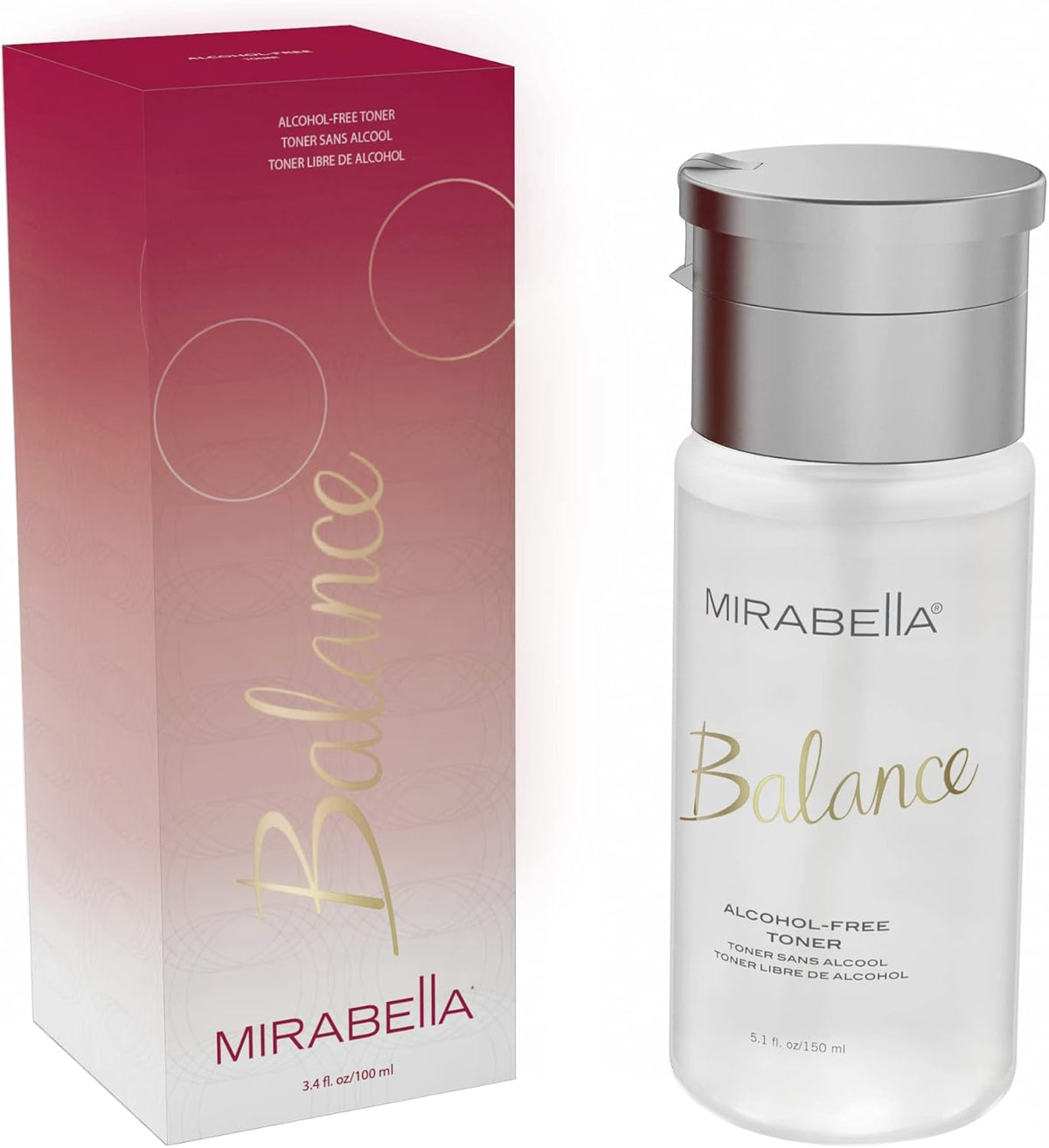Mirabella Balance Toner for Face, Unscented Alcohol-Free Toner Offers Restorative Hydration &