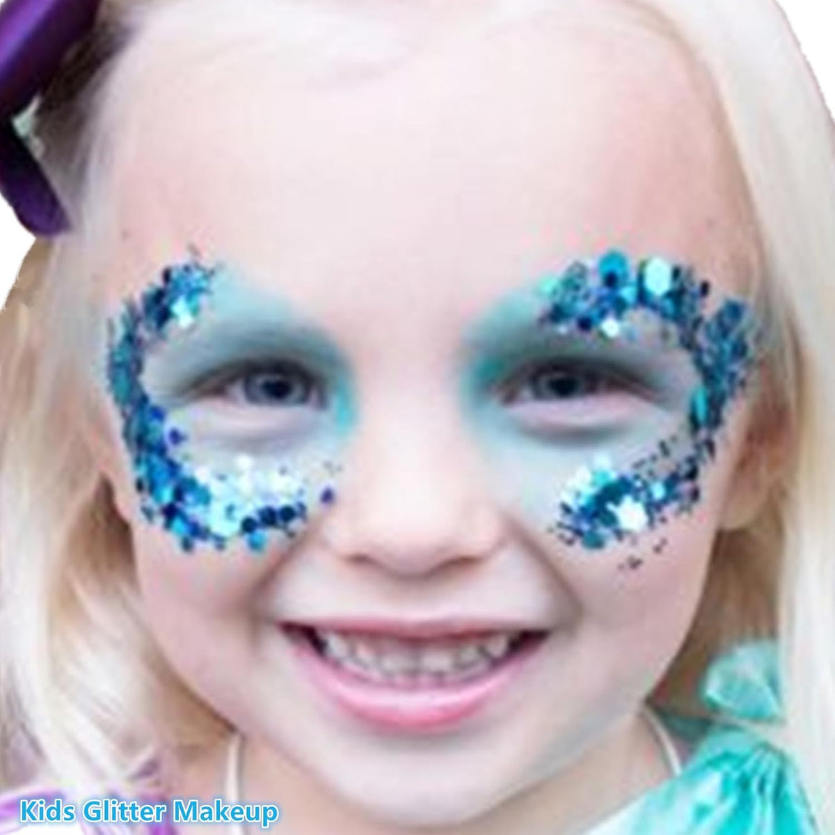 Go Ho Light Blue Face Body Glitter Gel,Blue Mermaid Face Paint Makeup,Holographic Chunky Sequins