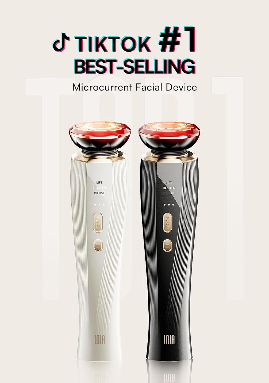 INIA 3-in-1 Red Light Therapy for Face and Neck Beauty Device for Puffiness & Skin Firming Skincare