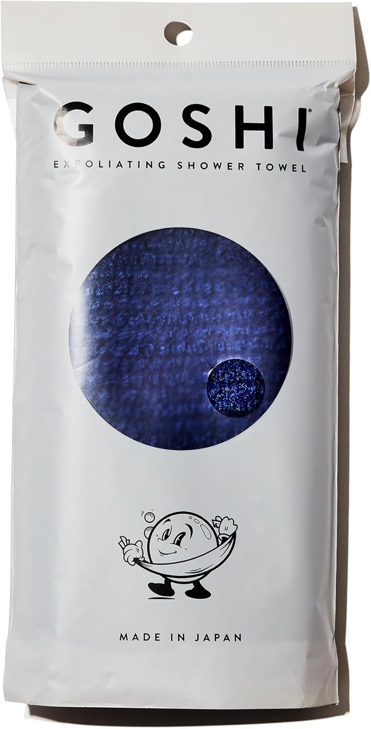 GOSHI Exfoliating Shower Towel - Rip-Resistant Exfoliating Washcloth for All Skin Types - Indigo