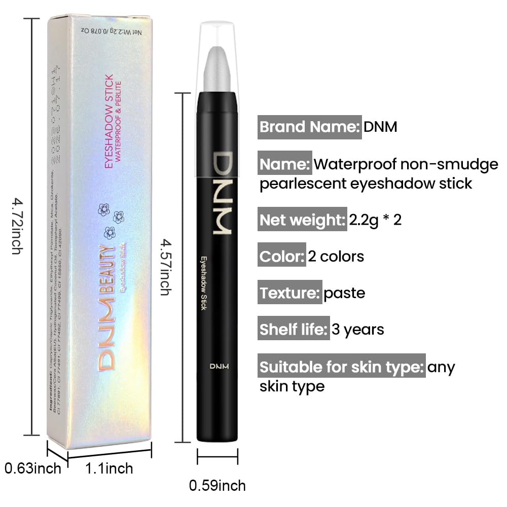 Kaely 2Pcs Cream Eyeshadow Stick Set for Eyes,Dazzling Grey & Silver Shimmer Pen,Eye Brightener