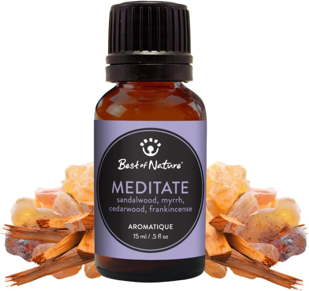Best of Nature Meditate Essential Oil Blend – Sandalwood, Myrrh, Cedarwood & Frankincense – 100%
