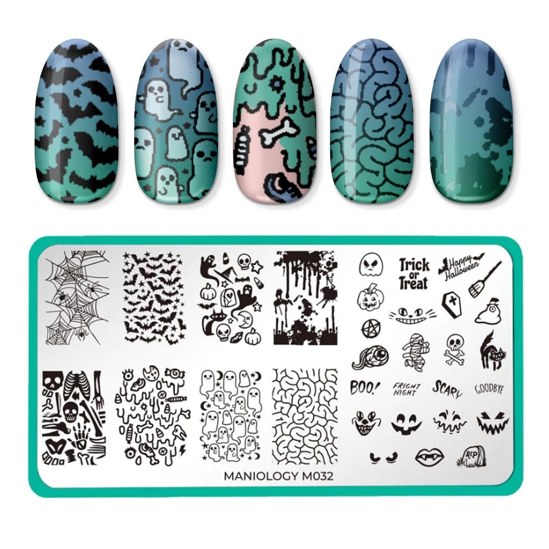 Maniology Halloween Limited Edition Nail Stamping Starter Kit (Plate, Polish, Top Coat, Stamper and