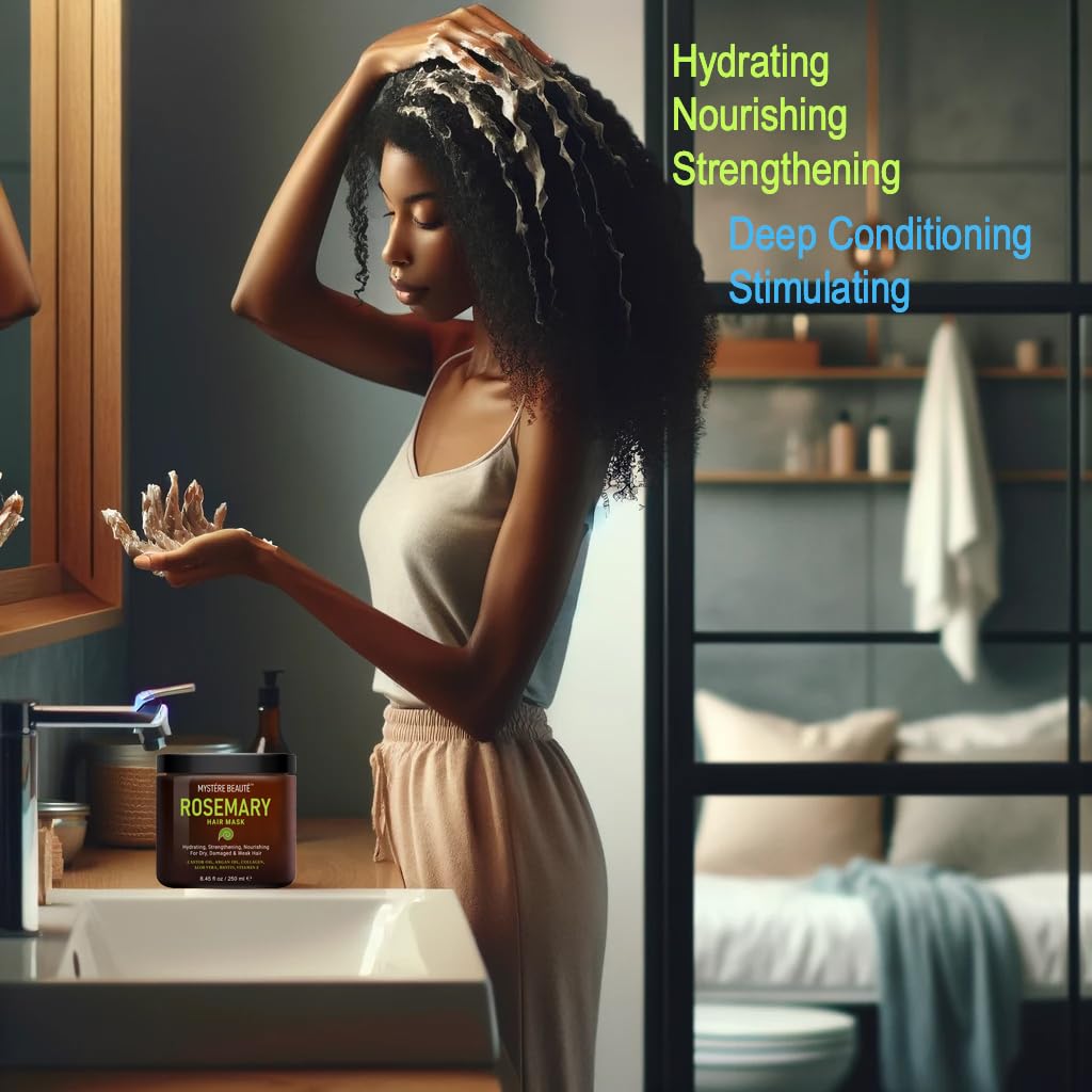 Rosemary Hair Treatment - with Collagen, Biotin, Argan Oil for Dry, Damaged, Curly Hair