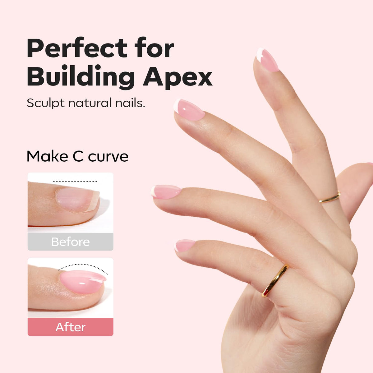 modelones Builder Nail Gel, 8-in-One Jelly Pink Builder, Peachy Pink Rubber Base Gel Polish, LED
