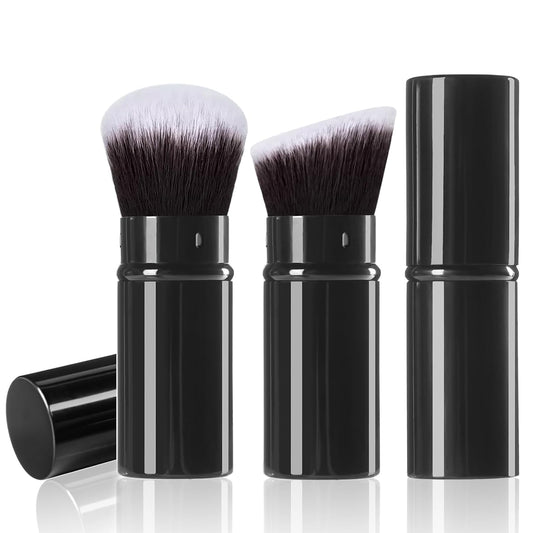 Makeup Brush 2 Pack, Retractable Travel Kabuki Powder Makeup Brush, Foundation Face Blush Brushes