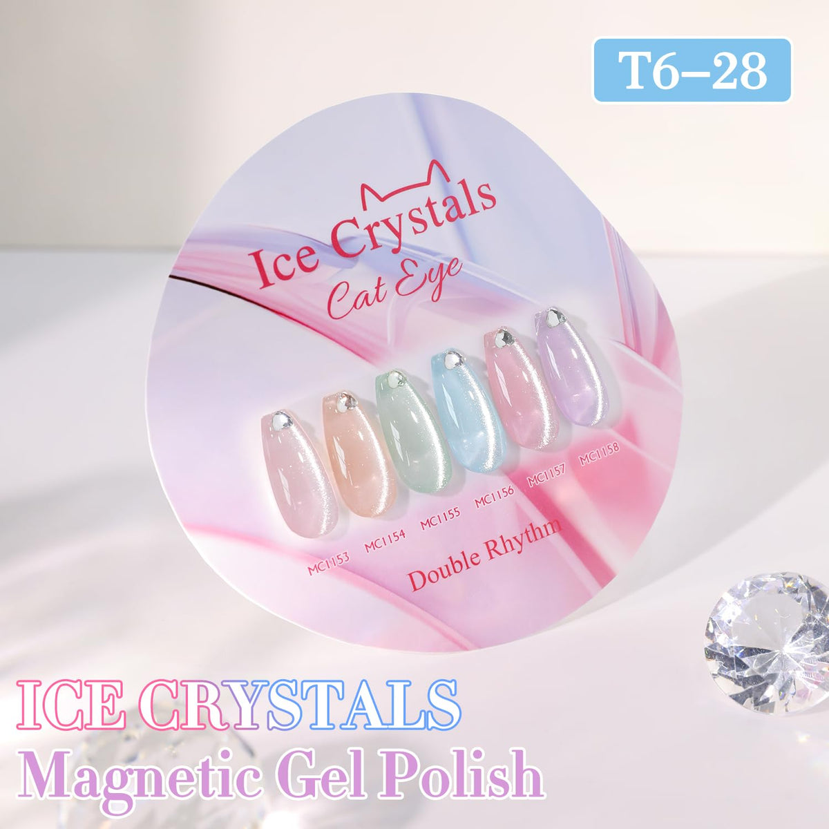 Double Rhythm 0.5 Oz Cat Eye Gel Polish with Magnet Same Color Same Bottle Holographic Glitter