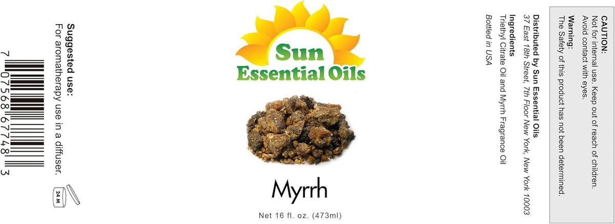 Sun Essential Oils - 16 oz Myhrr Essential Oil for Diffuser, Skin, Face, Hair & Aromatherapy
