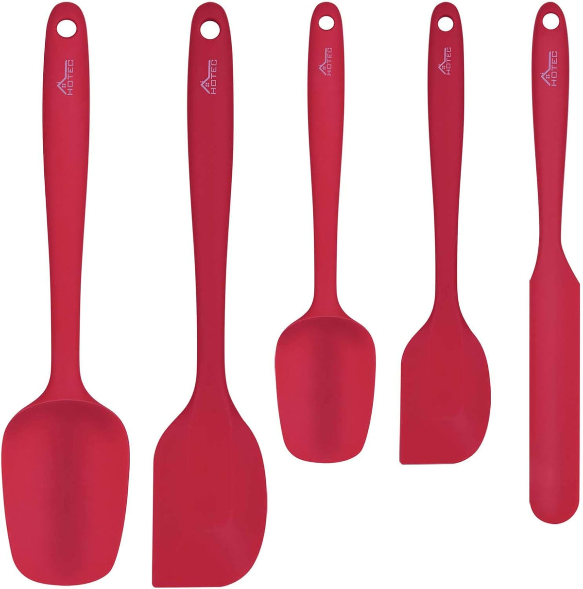 HOTEC Heat Resistant 600℉ BPA-Free Silicone Rubber Spatula Set, Kithchen Cooking Spatulas, Baking