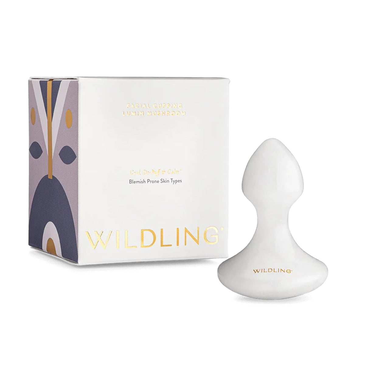 WILDLING Lumin Mushroom | Facial Massage Stone | Made with White Jade | Designed to Cool + De-puff