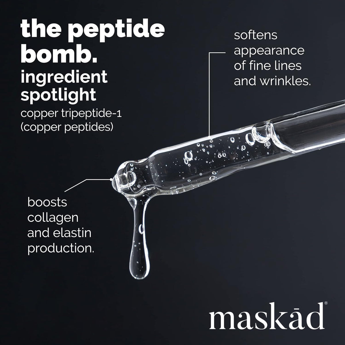 MASKĀD® Advanced Anti-Aging Multi-Peptide Enriched Facial Serum, Peptide Serum to Support Skin
