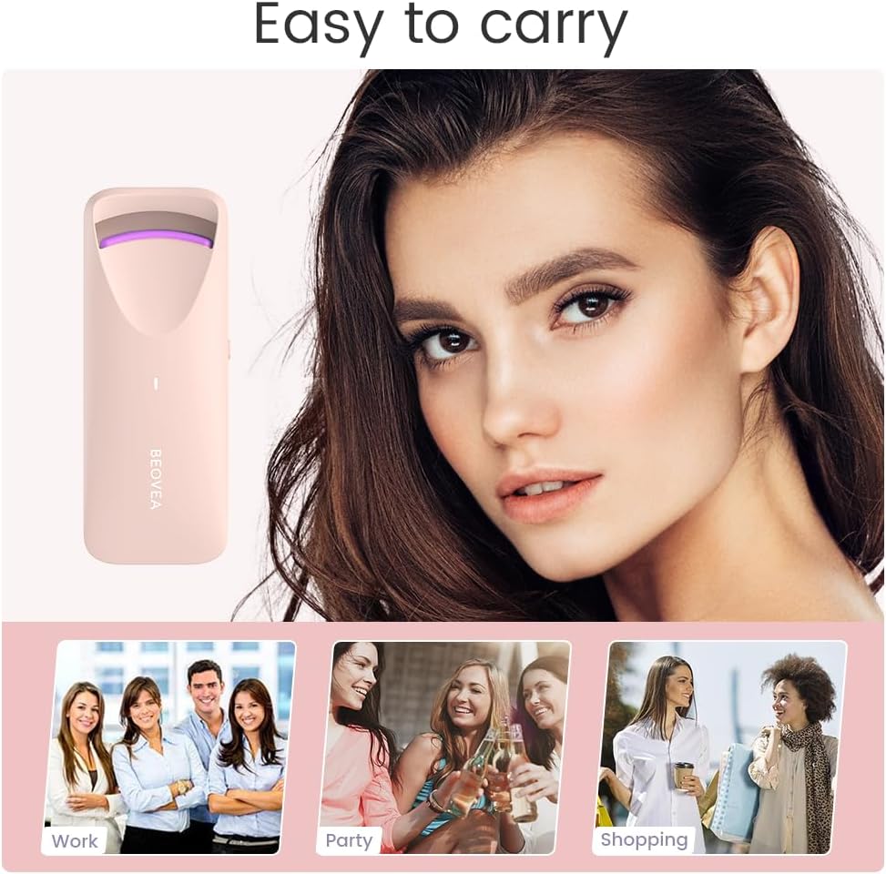Heated Eyelash Curler - Electric Eyelash Curler with Heat Sensitive Silicone Pad, Type-C