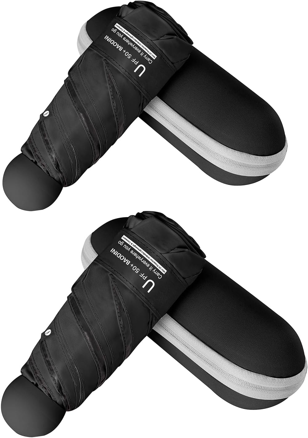 BAODINI Travel Essentials Mini Umbrella for Purse With Case Small Compact UV Sun Protection