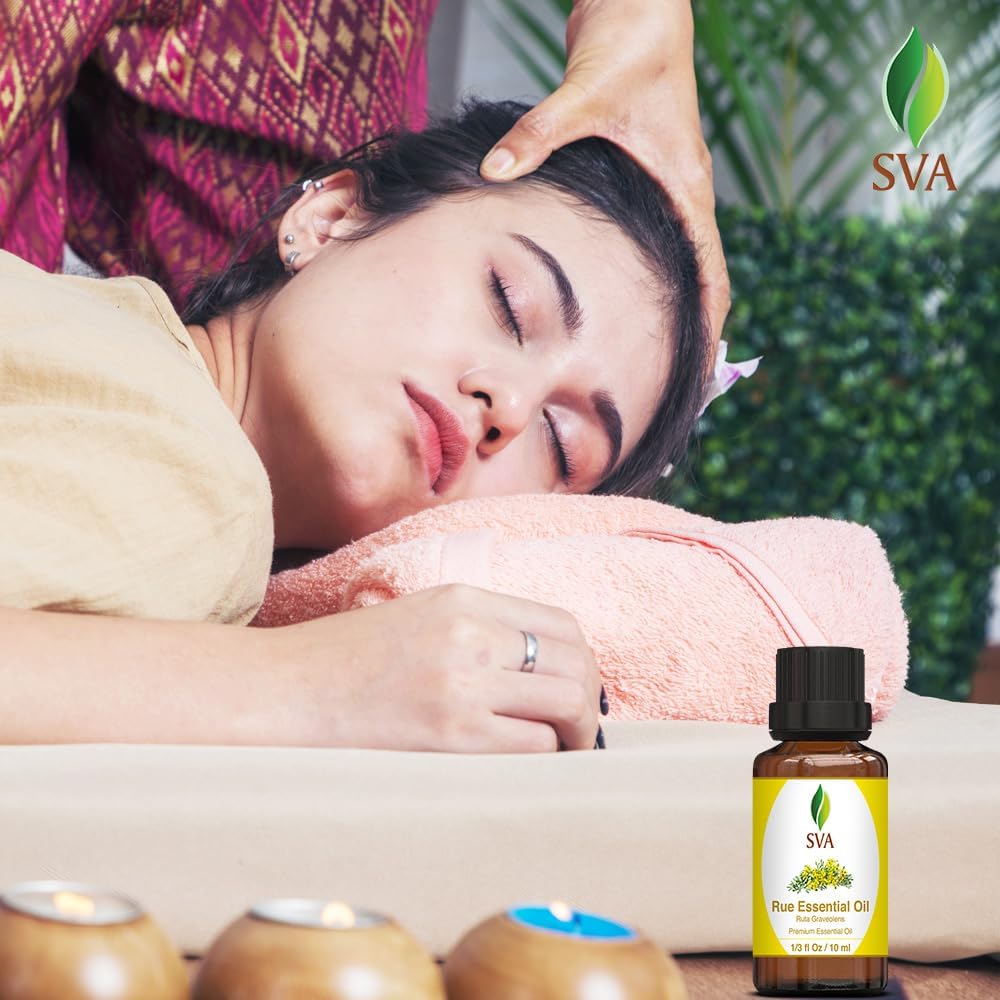 SVA Rue Essential Oil – 1/3 Fl Oz – 100% Natural Rue Oil - for Diffuser, Hair Care, Face, Skin