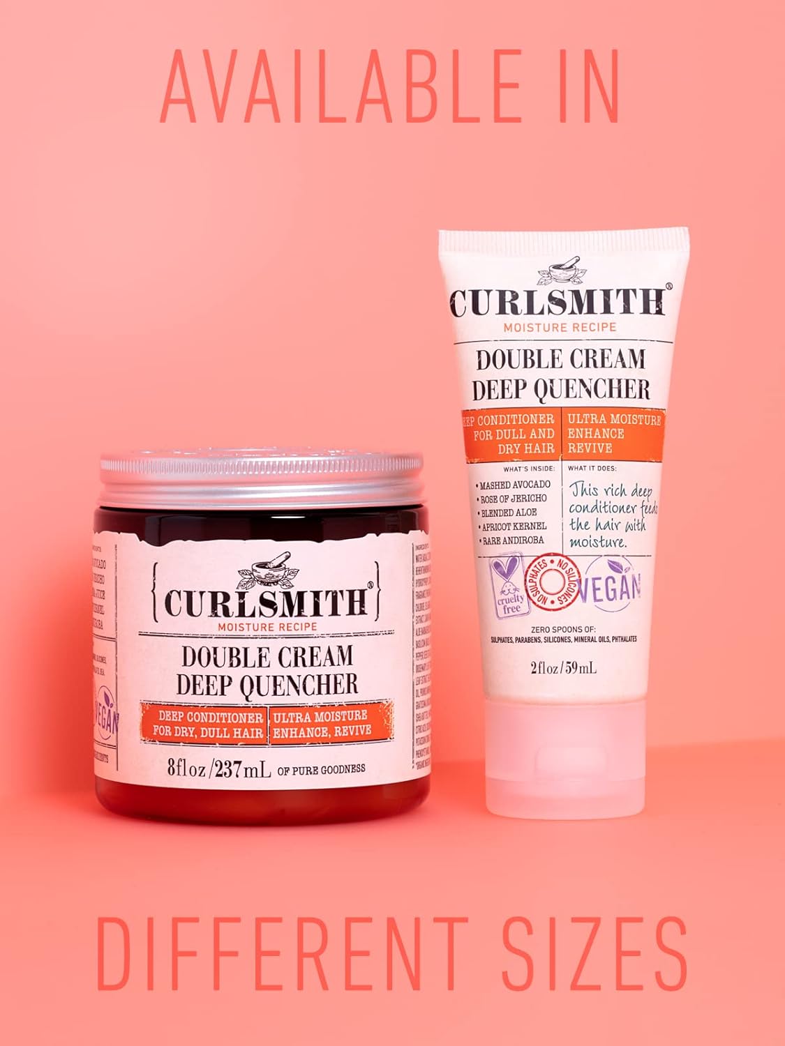 CURLSMITH - Double Cream Deep Quencher - Vegan Moisturising Deep Conditioner for Ultra Dry, Wavy