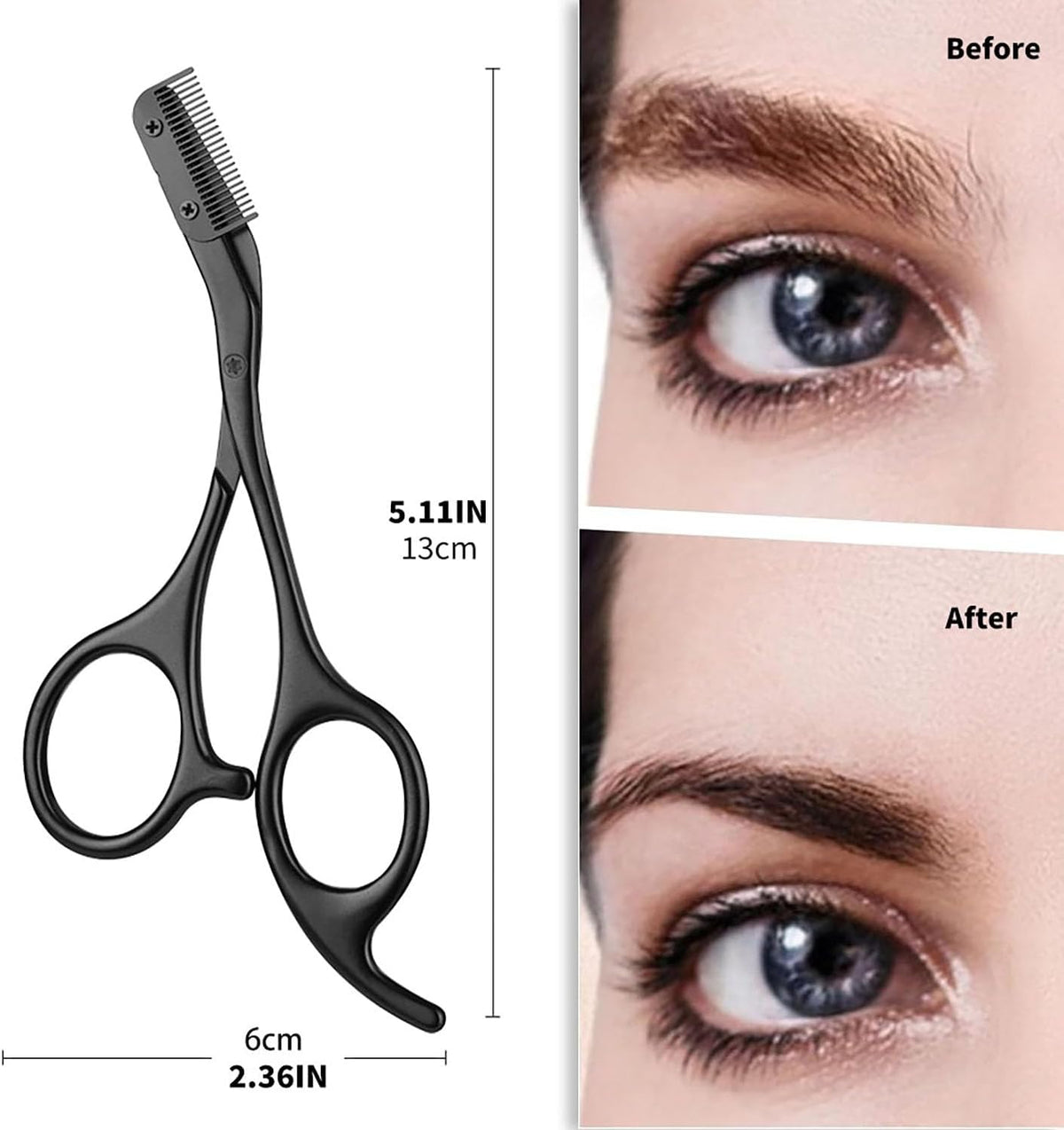Eyebrow Scissors with Comb, Facial Grooming Scissors Kit, Professional Precision Eyebrow