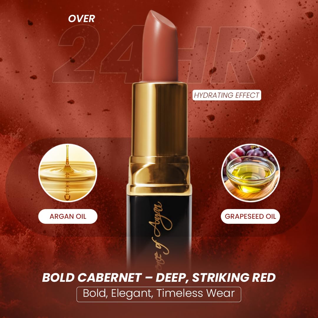 Essence Of Argan Tea Berry Lipstick for Cracked & Dry Lips - 100% Organic Argan & Jojoba Oil, Shea