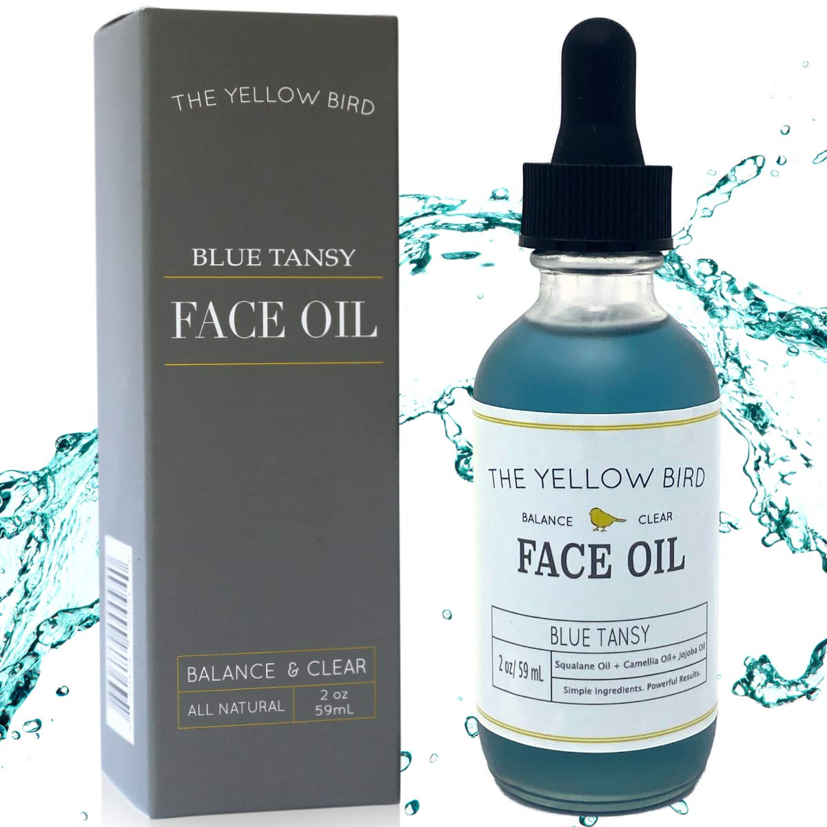 Yellow Bird Balancing Blue Tansy Face Oil 2 oz / 59 ml – Skin Glowing Serum. Collagen Support.