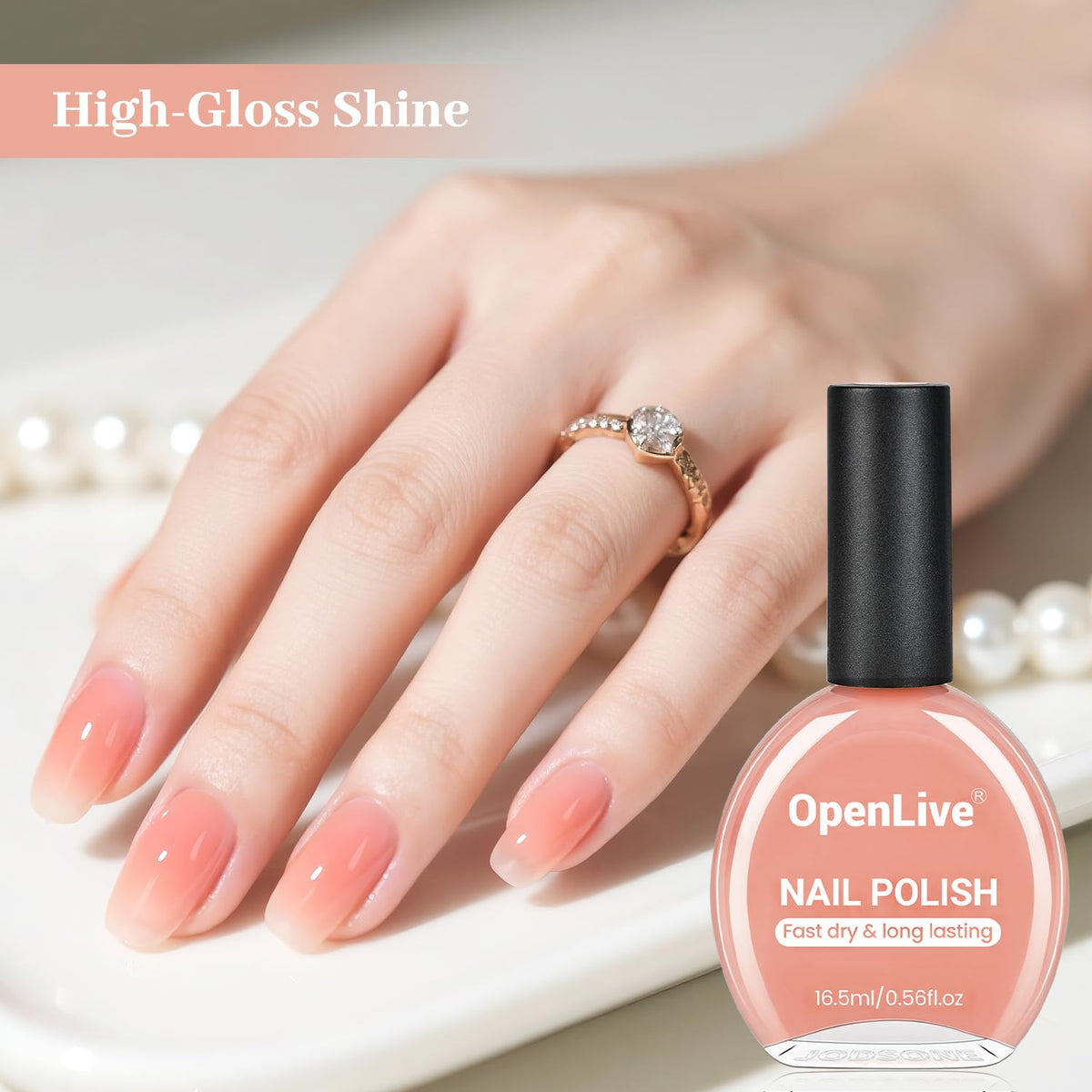 16.5ml Jelly Nude Pink Nail Polish Large Volume Quick Dry Nail Polish, Long Lasting Shine