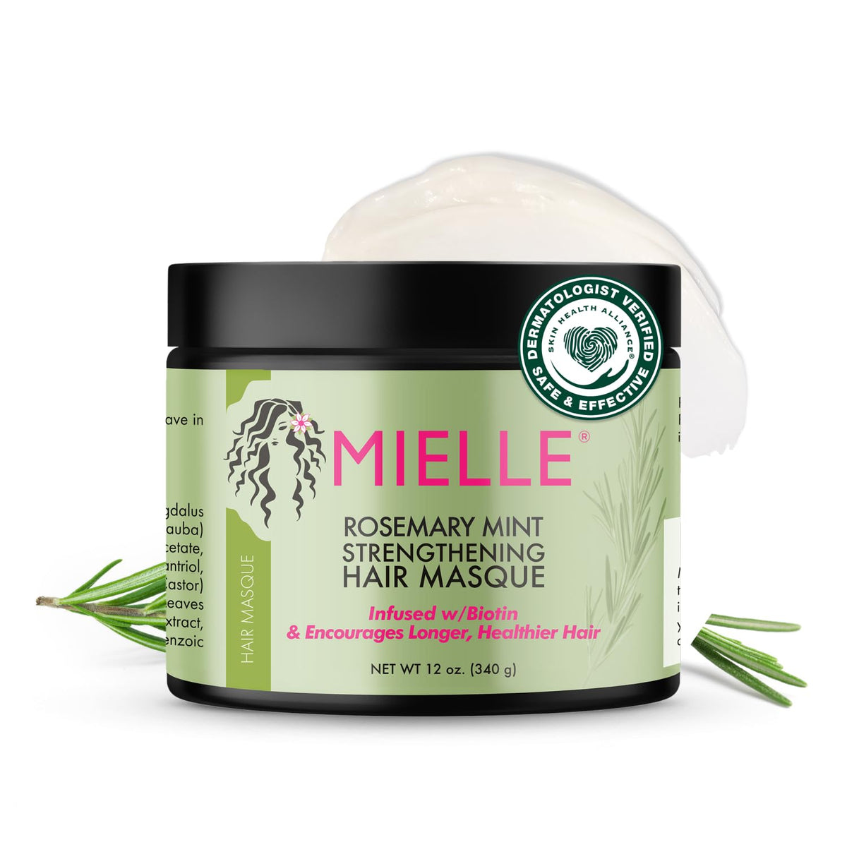 Mielle Organics Rosemary Mint Strengthening Hair Mask for Damaged Hair - Deep Conditioning
