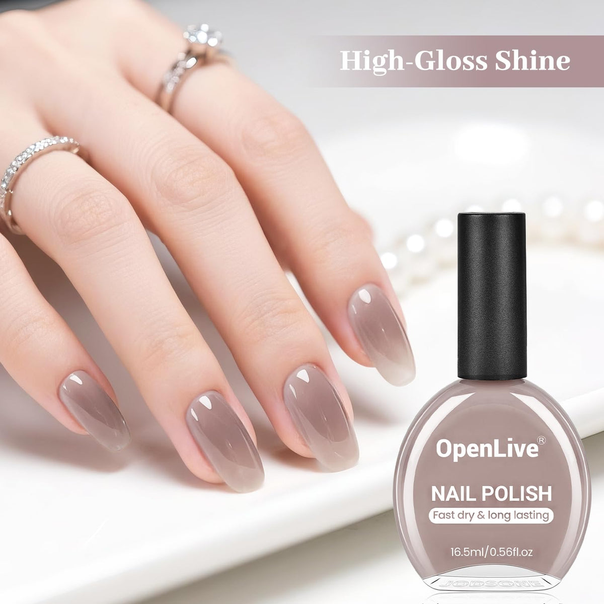 16.5ml Jelly Light Gray Nail Polish Large Volume Quick Dry Nail Polish, Long Lasting Shine