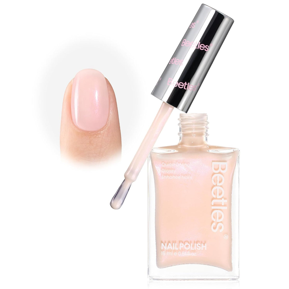 Beetles Nail Strengthener and Growth Concealer - Pink White Nail Polish Shimmer Natural Concealer
